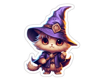 Cute Wizard Cat Sticker [Print] Witchy Stickers | Cat Stickers | Magic Cat | Laptop Sticker | Kawaii Cat Sticker | Water Bottle Sticker