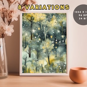 Aquarell Wald Digitales Papier - Nützlich für Scrapbooking, Basteln, Grafikdesign und digitale Kunst