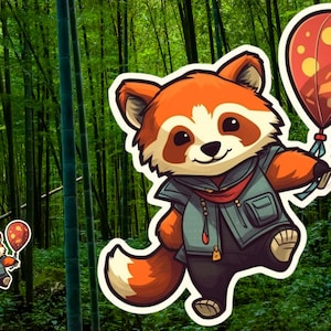 Linda cometa voladora de panda rojo Pegatina
