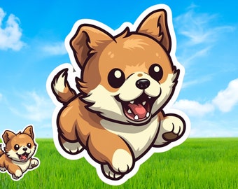 Cachorro lindo estilo Chibi Pegatina