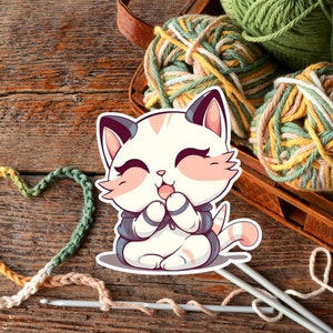Autocollant de chat qui rit [Imprimer] Anime Style Cat | Autocollant chat mignon | Émote de chat | Autocollants chibi | Autocollants chaton | Clipart de chat