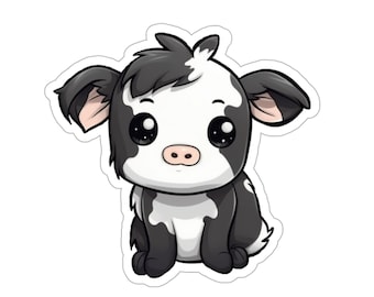 Etiqueta engomada linda de la vaca del bebé [Imprimir] / Etiquetas engomadas del ordenador portátil / Etiquetas engomadas de la botella de agua / Vaca de Chibi / Etiquetas engomadas lindas de la vaca / Vaca del bebé / Etiquetas engomadas del planificador