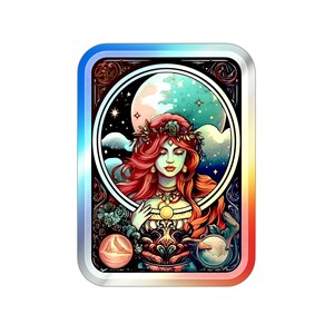 Holographic Moon Goddess Tarot Card Sticker [Print] | Phone Case Sticker | Water Bottle Sticker| Tarot Card Sticker | Holographic Stickers