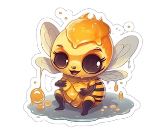 Kawaii Honey Bee Sticker [Print] | Bumble Bee | Insect Sticker | Cute Stickers | Bee Vinyl Sticker | Honey Bee | Water Bottle Sticker