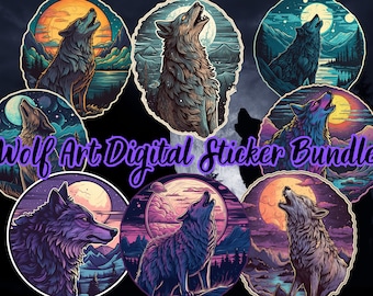 Wolf Art Digital Sticker Bundle | Digitale Aufkleber | Wolfsrudel Sticker | Wolfsliebhaber | Druckbare Sticker | Journal Sticker