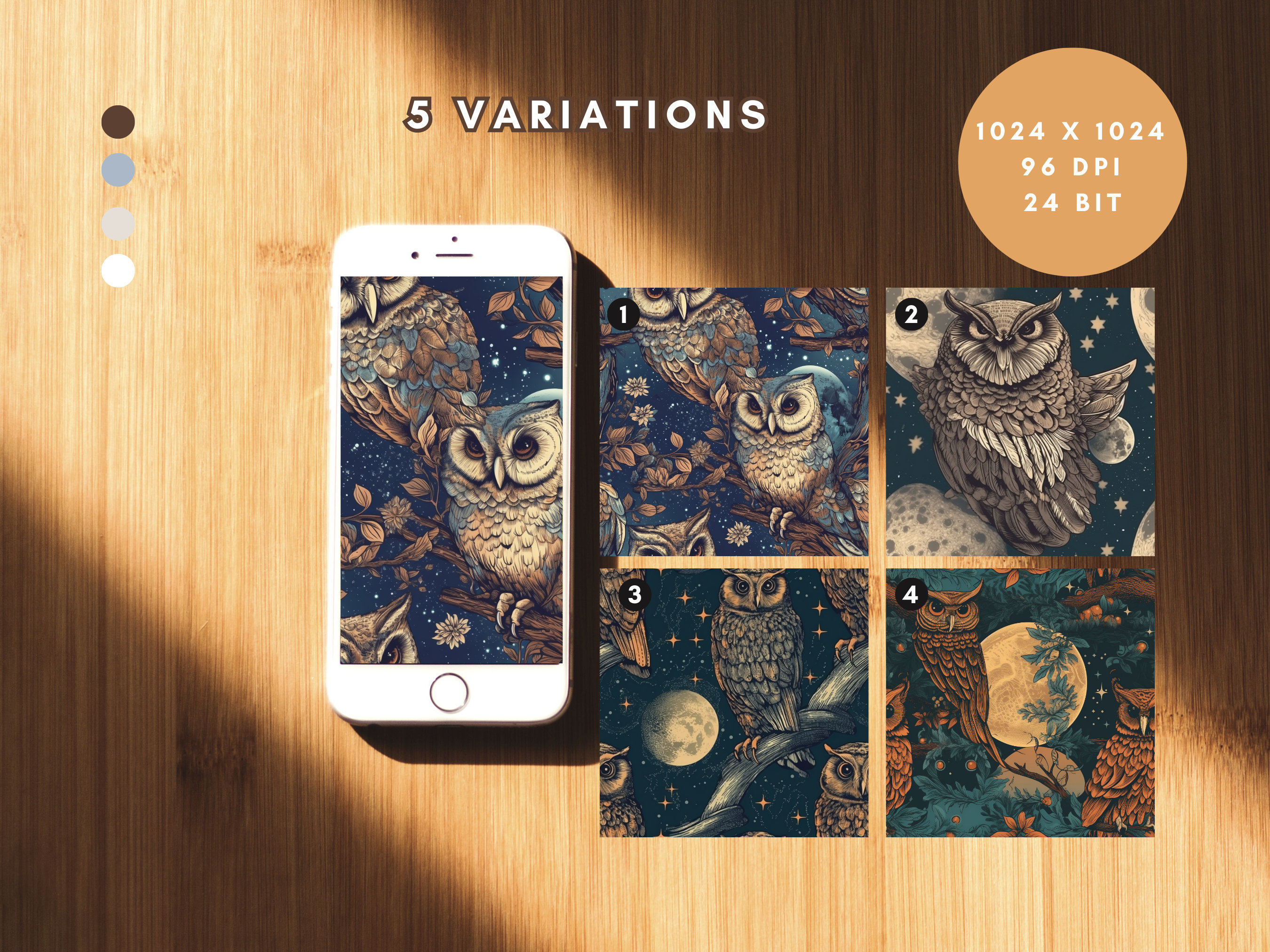 Owl Amongst the Moon Digital Paper - Useful for Scrapbooking, Crafting, Graphic Design, and Digital 