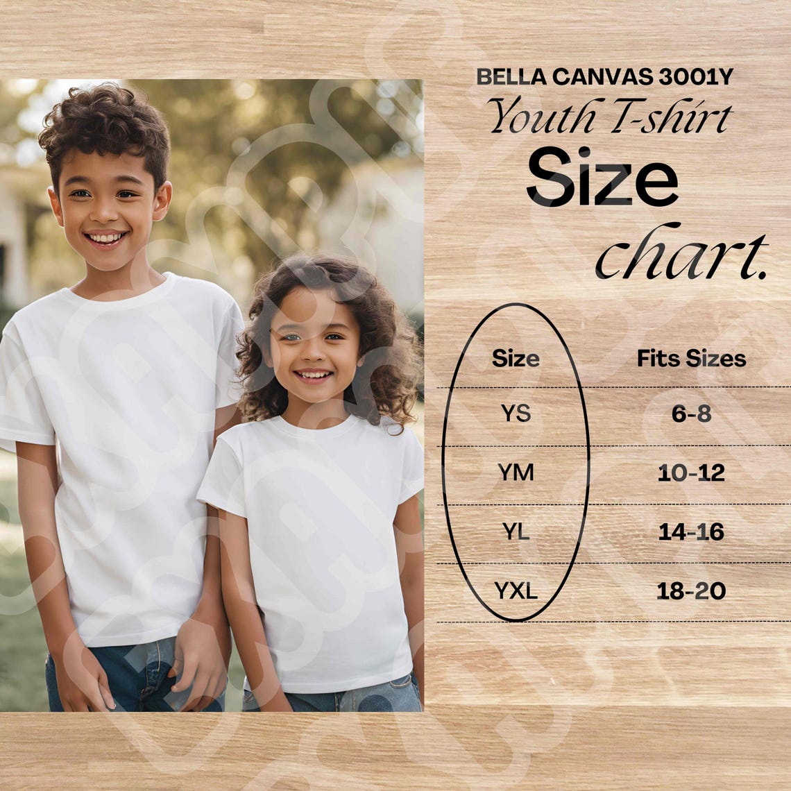 Youth Size Chart, Baby Size Chart, Toddler Size Chart, BC 3001Y