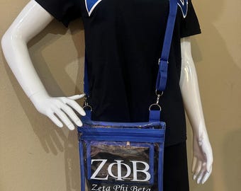 Zeta Phi Beta crossbody doorzichtige tas. Perfect voor evenementen waarvoor doorzichtige tassen nodig zijn.