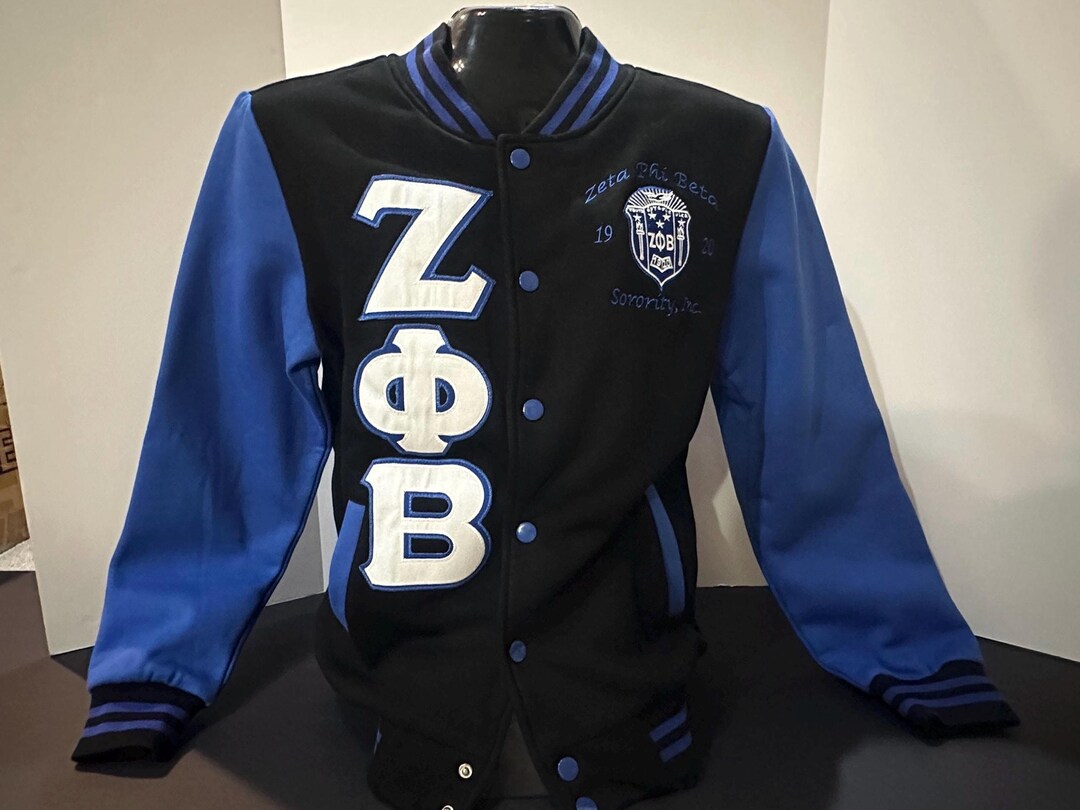Zeta Phi Beta Soft Cotton Varsity Jacket With Embroidered Lettering ...