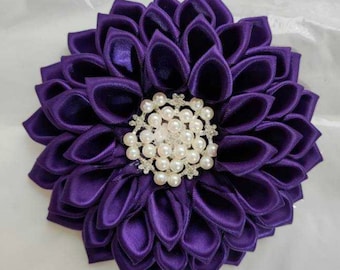Satin Flower Corsage Brooch Pin with Magnetic backing.  Perfect for your Special Event!