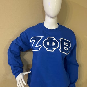 Zeta Phi Beta Crewneck Sweatshirt - Embroidered Applique Letters. Sale Price ends Sunday!