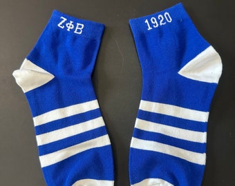 Zeta Phi Beta Royal/witte enkelsokken