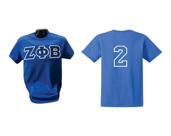 Zeta Phi Beta Royal geborduurd T-shirt in appliqué met custom-nummer inbegrepen. Uitverkoopprijs eindigt zondag!