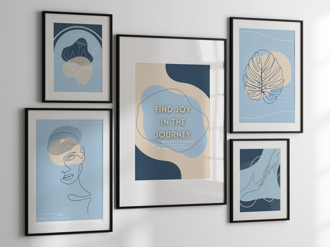 Blue Aesthetic Gallery Wall Art Set of 6 find Joy in Etsy