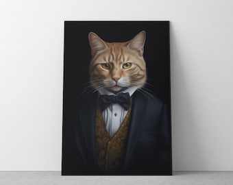 【猫好きさんに】猫貴族肖像画　アンティーク　ヴィクトリアン 猫好きさんに】猫貴族肖像画 アンティーク ヴィクトリアン