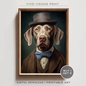 Victorian Dog Portrait - Gothic Canvas Wall Art, Renaissance Painting, Vintage Animal Portrait Poster Artwork, Digital Download. #1053