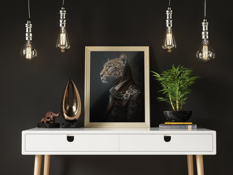 Vintage Aristocratic Leopard Portrait - Unique Renaissance Painting ...
