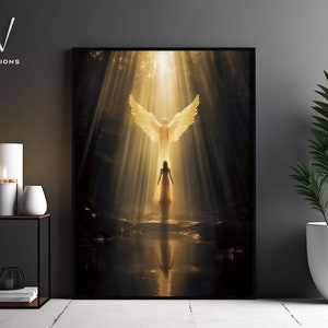 Führung durch den Sturm Gemälde, Engel Kunstdruck, Engel Leinwand Druck, Kunstdruck Weihnachten, Weihnachtswand-Dekor, Weihnachtsgeschenk. #538
