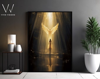 Guidance Through the Storm Painting, Angel Art Print, Angel Canvas Print, Christmas Art Print, Christmas Wall Decor, Christmas Gift. #538