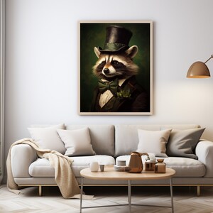 Impresión de arte de lienzo gótico vintage de mapache victoriano Regalo de cartel de Dark Academia Raccoon Earl Pintura renacentista Arte sin marco. 566 imagen 3