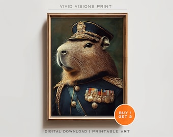 Retrato de un comandante capibara victoriano: arte mural gótico renacentista (descarga digital)