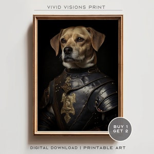 Victorian Dog Portrait - Gothic Canvas Wall Art, Renaissance Painting, Vintage Animal Portrait Poster Artwork, Digital Download. #945
