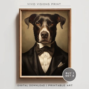 Vintage Aristocratic Dog Portrait in Suit - Unique Renaissance Painting - Quirky Animal Art Lovers- Printable Digital Art. #279