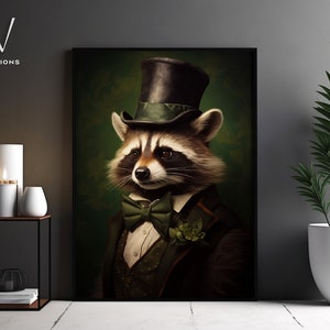 Impresión de arte de lienzo gótico vintage de mapache victoriano Regalo de cartel de Dark Academia Raccoon Earl Pintura renacentista Arte sin marco. 566 imagen 1