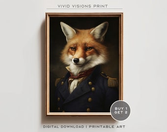 Viktorianisches Fuchsporträt – Gotischer Tierkunstdruck (Digitaler Download)