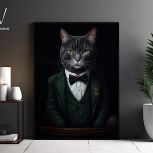 Viktorianisches Katzen Portrait - Gothic Leinwand Wand Kunst - Renaissance Malerei - Vintage Tier Portrait Poster Kunstwerk - ungerahmt Kunst. #1257
