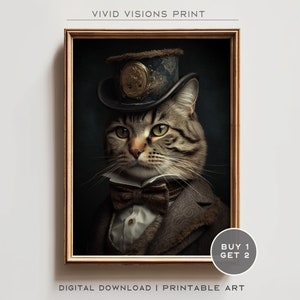 Victorian Cat Portrait - Gothic Canvas Wall Art, Renaissance Painting, Vintage Animal Portrait Poster Artwork, Digital Download. #144