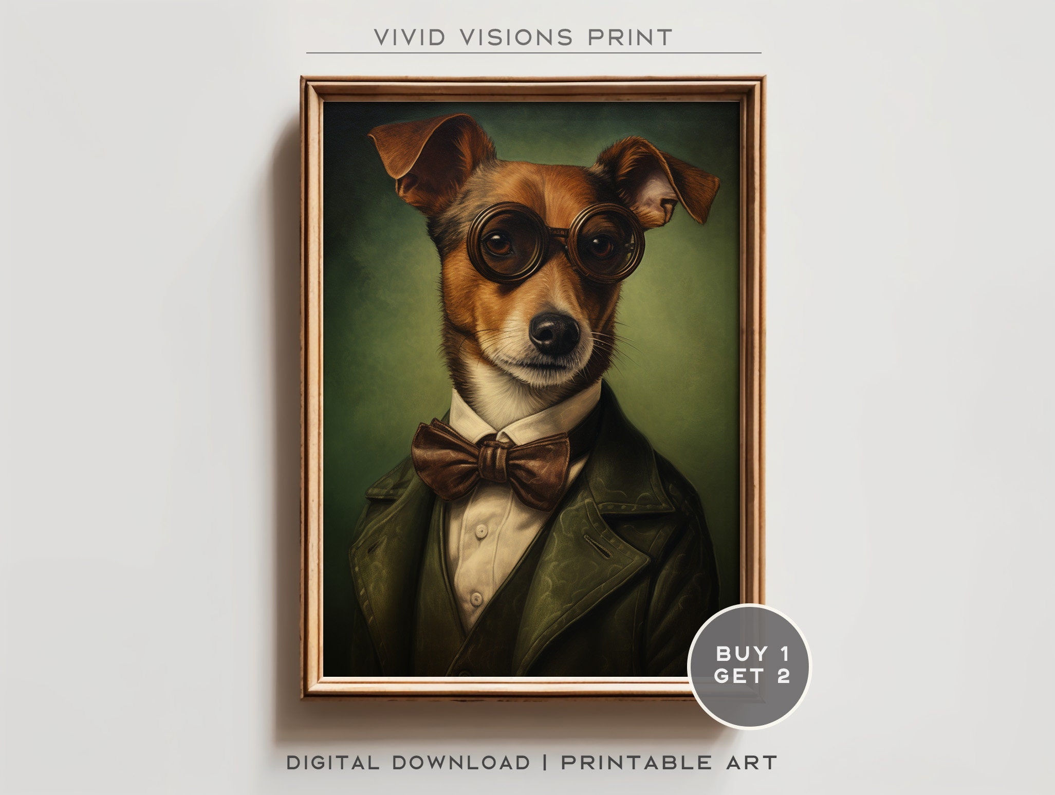 Vintage Aristocratic Dog Portrait in Suit - Unique Renaissance Painting - Quirky Animal Art Lovers- Printable Digital Art. #146