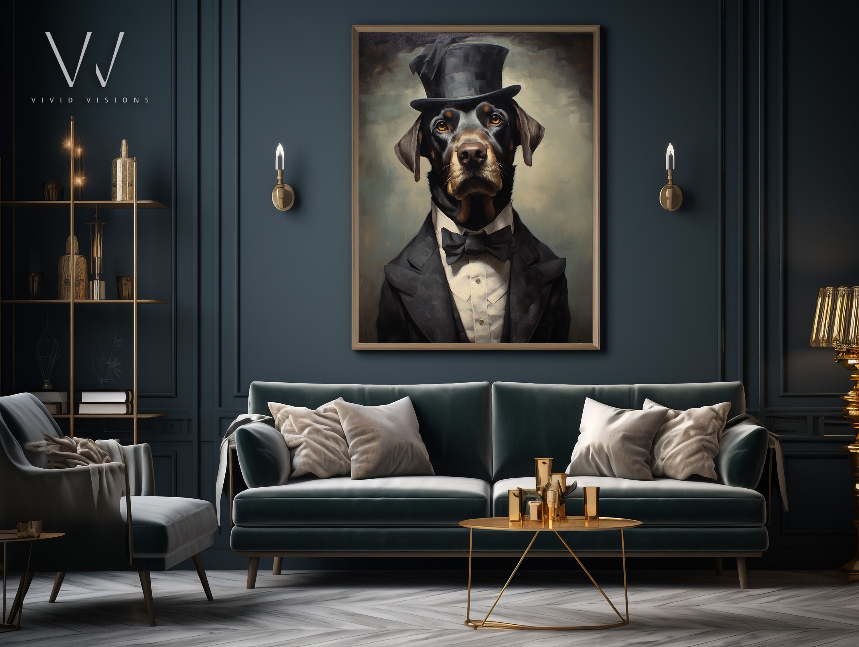 Victorian Dog Portrait - Gothic Canvas Wall Art - Renaissance Painting ...