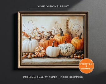 Elegante póster de calabaza otoñal - Arte mural de Halloween - Dark Academia - Decoración acogedora de otoño - Impresión de granja de Acción de Gracias - Arte sin marco. N.° 1438