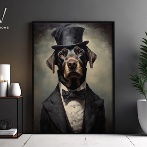 Victorian Dog Portrait - Gothic Canvas Wall Art - Renaissance Painting - Vintage Animal Portrait Poster Artwork - Unframed Art. #702