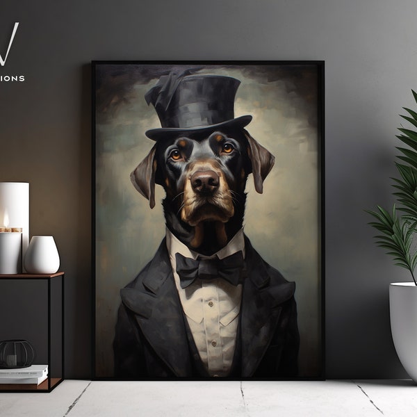 Portrait de chien victorien - oeuvre d'art murale gothique - tableau de la Renaissance - oeuvre d'art vintage portrait d'animal - oeuvre d'art sans cadre. #702