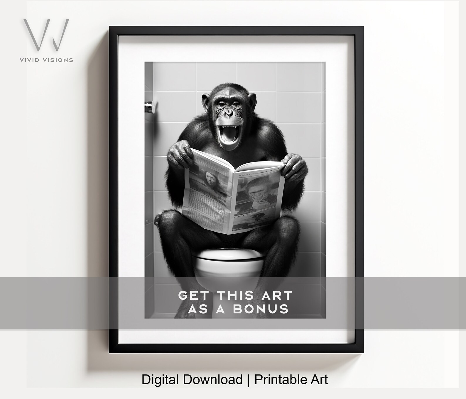 Adorable Raccoon Sitting on the Toilet Reading, Animal Bathroom Art ...