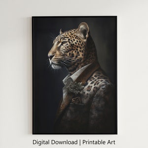Vintage Aristocratic Leopard Portrait - Unique Renaissance Painting ...