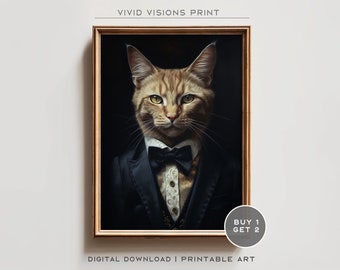貴族風猫の肖像画：ルネサンス時代の愉快な動物アート（デジタルアート