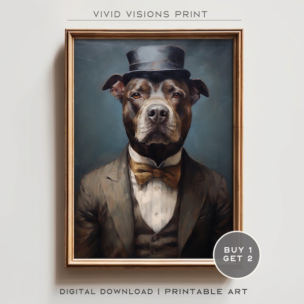 Vintage Aristocratic Dog Portrait in Suit - Unique Renaissance Painting - Quirky Animal Art Lovers- Printable Digital Art. #276