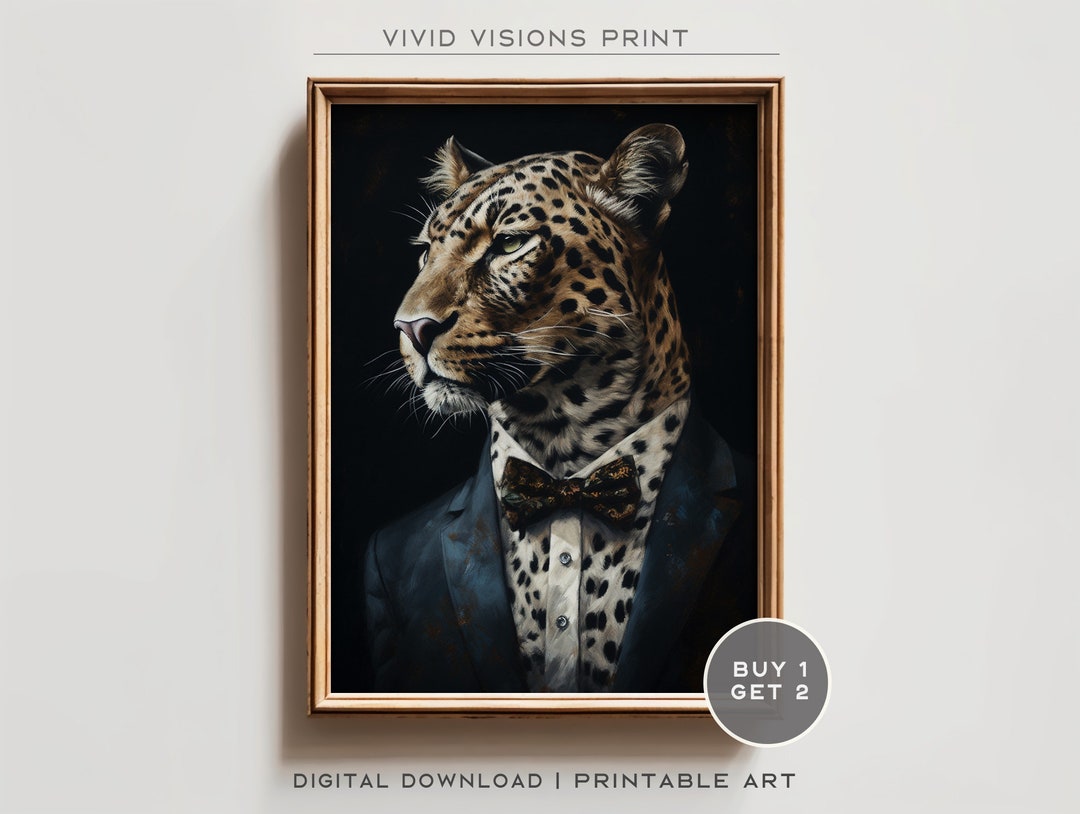 Vintage Aristocratic Leopard Portrait in Suit - Unique Renaissance ...