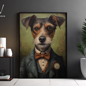 Victorian Dog Portrait - Gothic Canvas Wall Art - Renaissance Painting - Vintage Animal Portrait Poster Artwork - Unframed Art. #700