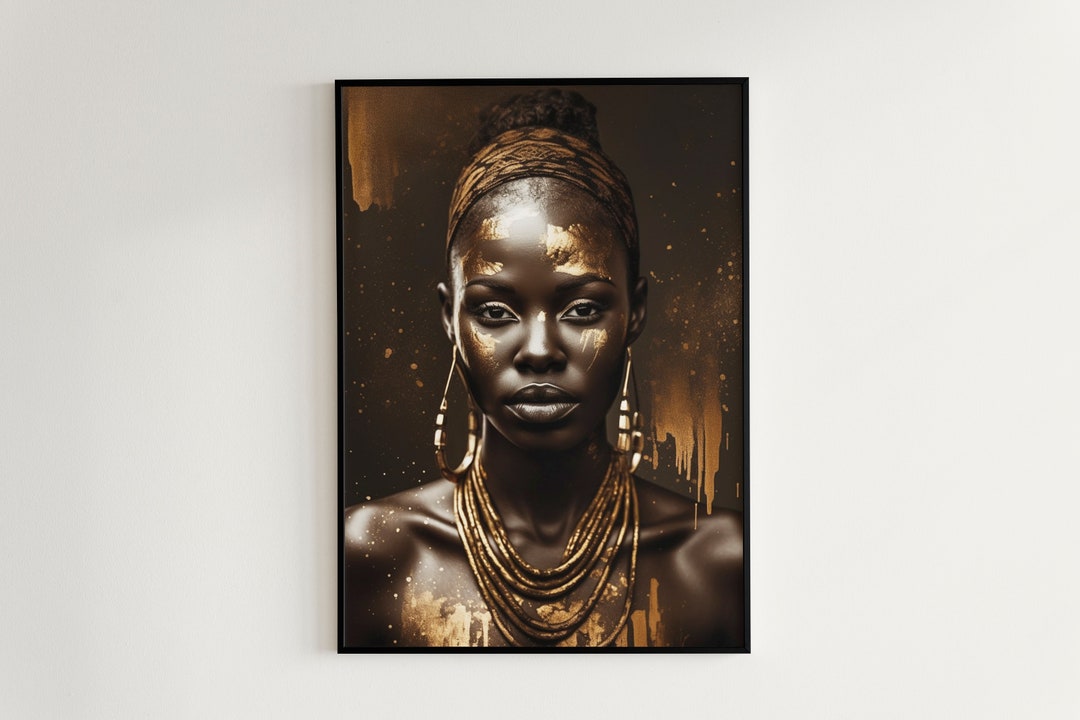 African Woman Portrait in Gold | Modern Abstract Art | Contemporary ...