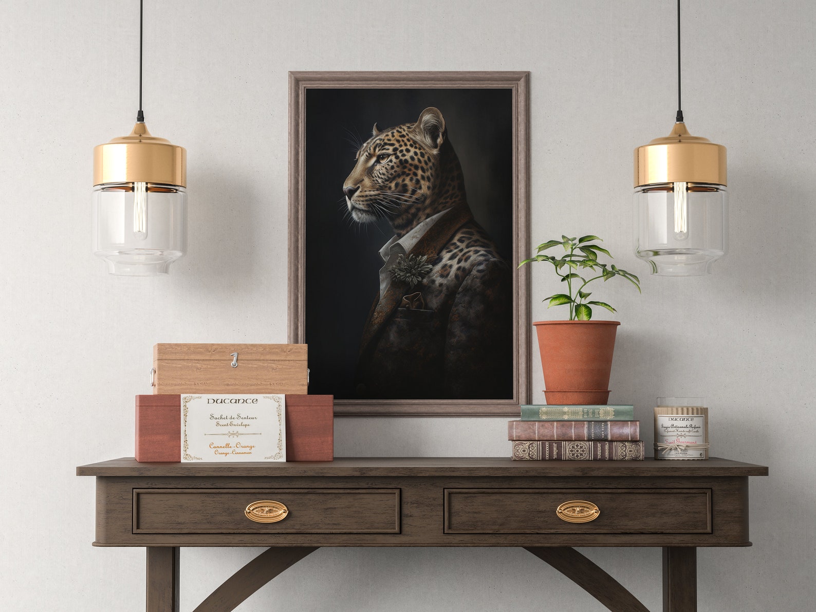 Vintage Aristocratic Leopard Portrait - Unique Renaissance Painting ...