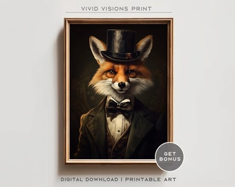 Viktorianisches Fuchsporträt – Gotische Tier-Wandkunst (Digitaler Download)