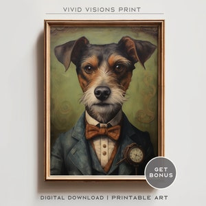 Victorian Dog Portrait - Gothic Canvas Wall Art, Renaissance Painting, Vintage Animal Portrait Poster Artwork, Digital Download. #944
