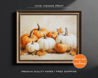 Elegante póster de calabaza otoñal - Arte mural de Halloween - Dark Academia - Decoración acogedora de otoño - Impresión de granja de Acción de Gracias - Arte sin marco. N.° 1439