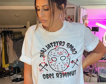 Camp Crystal Lake puff print shirt  | Halloween lover | Horror movie lover