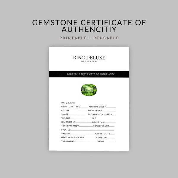 Gemstone Certificate of Authenticity Template Jewelry Business, Customizable Canva Gem Report for Jewelers, Natural Gemstone Report Template