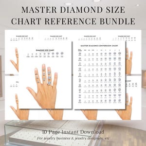Tabela de tamanhos profissional Diamond Master | Tabela de conversão de quilates para MM de pedras preciosas | para joalheiros e designers de joias | Negócios de joias
